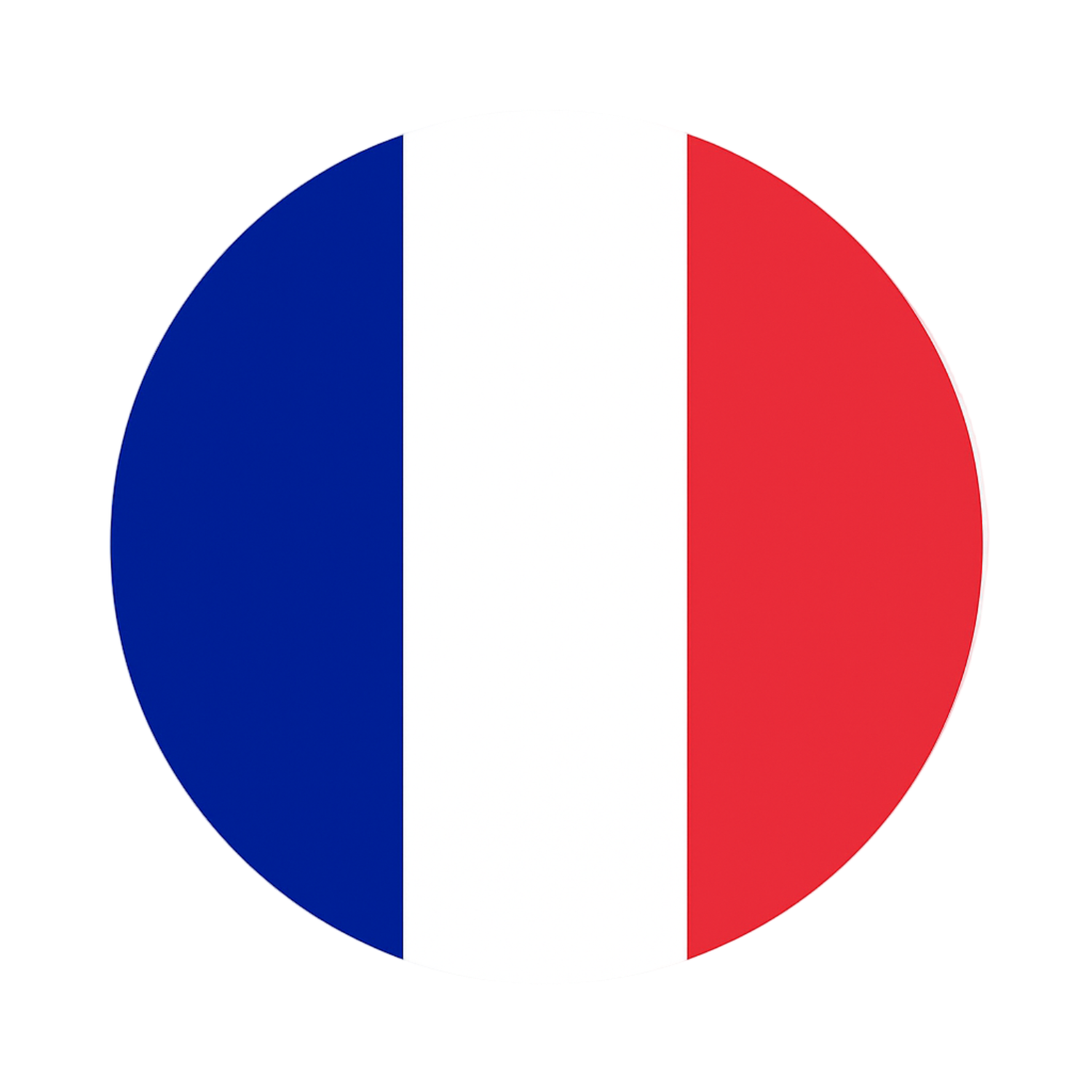 drapeau français, couleurs plates sans degradés, image de forme ronde